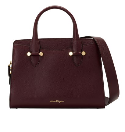 Top Handle Bag, &pound;295, Handbags, Burgundy, Leather, Front view